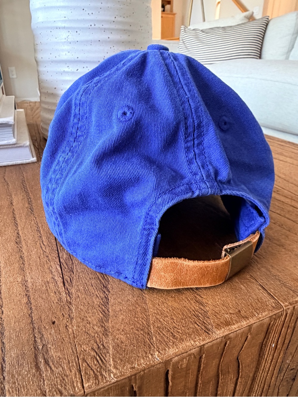 Madewell Organic Cotton Broken In Baseball Cap One Size Blue Leather Strap - Picture 5 of 6